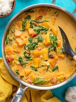 Creamy Butternut and Spinach curry for 2